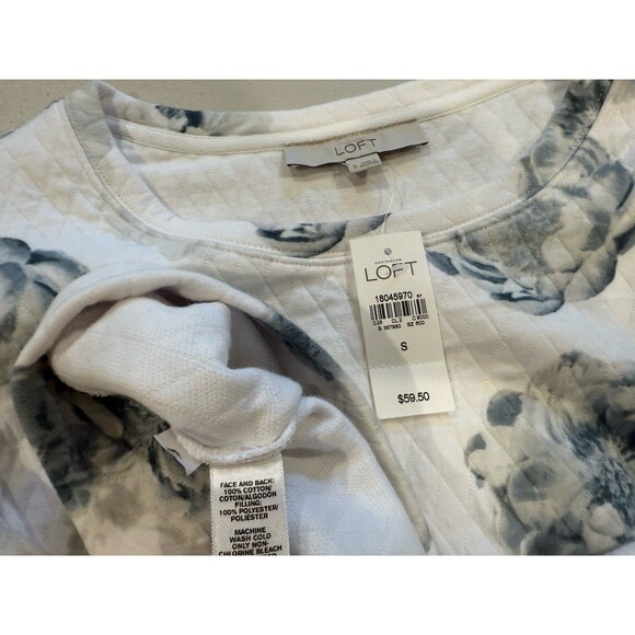 NEW Loft Sweatshirt Womens Small Floral Travel Lightweight Coastal 100% Cotton - Picture 3 of 6